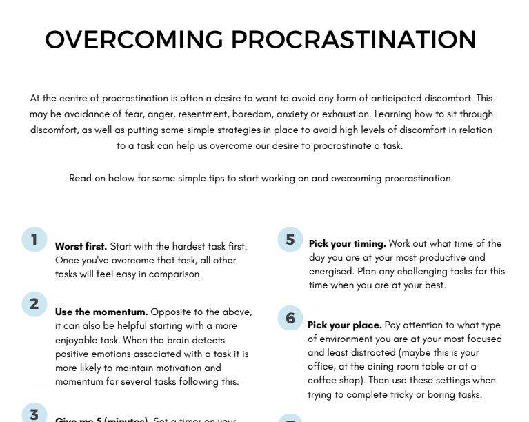 Procrastination & Productivity Workbook | Printable Time Management & Executive Function Worksheets PDF