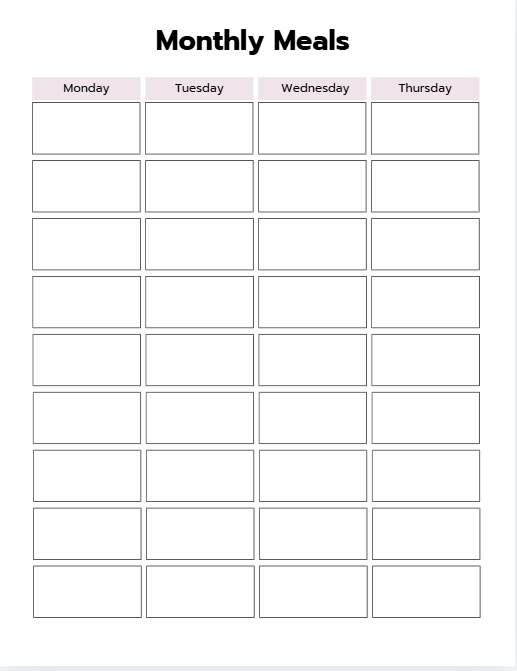 Printable Meal Planning Journal