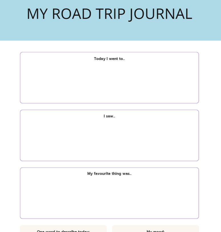 Kids Road Trip Activity Planner