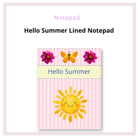 Hello Summer Lined Notepad