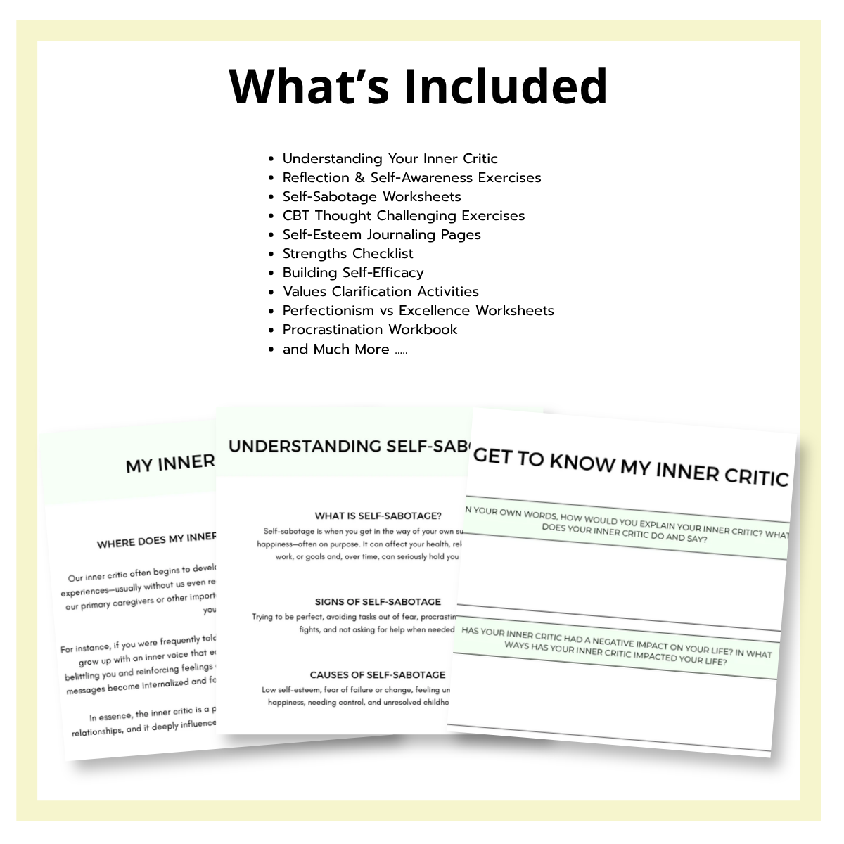 Inner Critic Therapy Worksheets