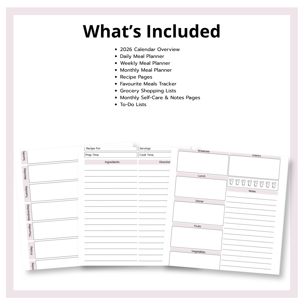Printable Meal Planning Journal