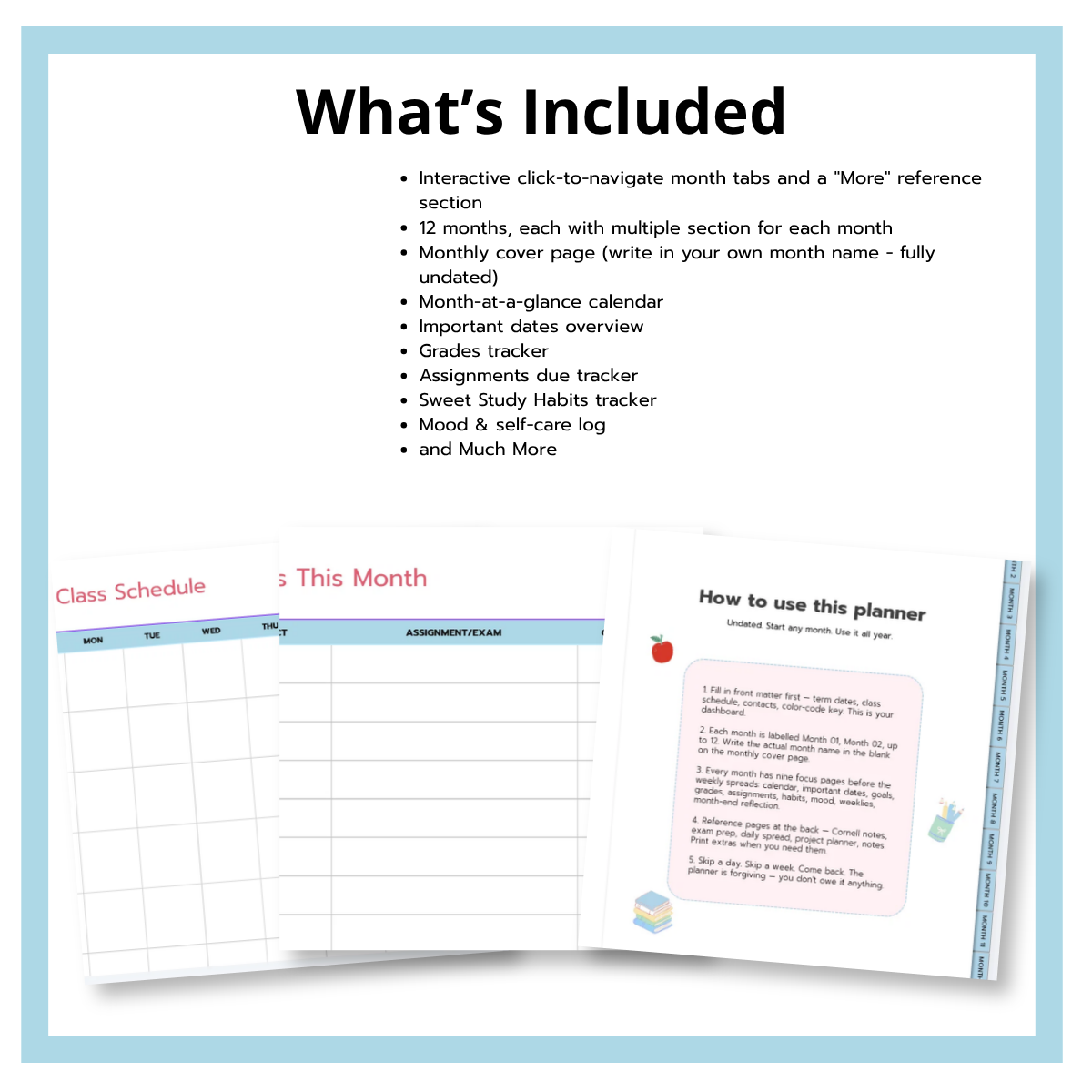 Undated Student Planner