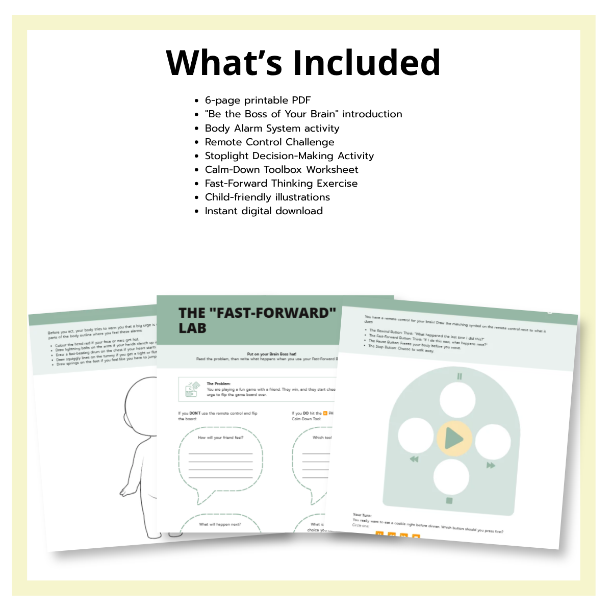 Impulse Control Worksheets