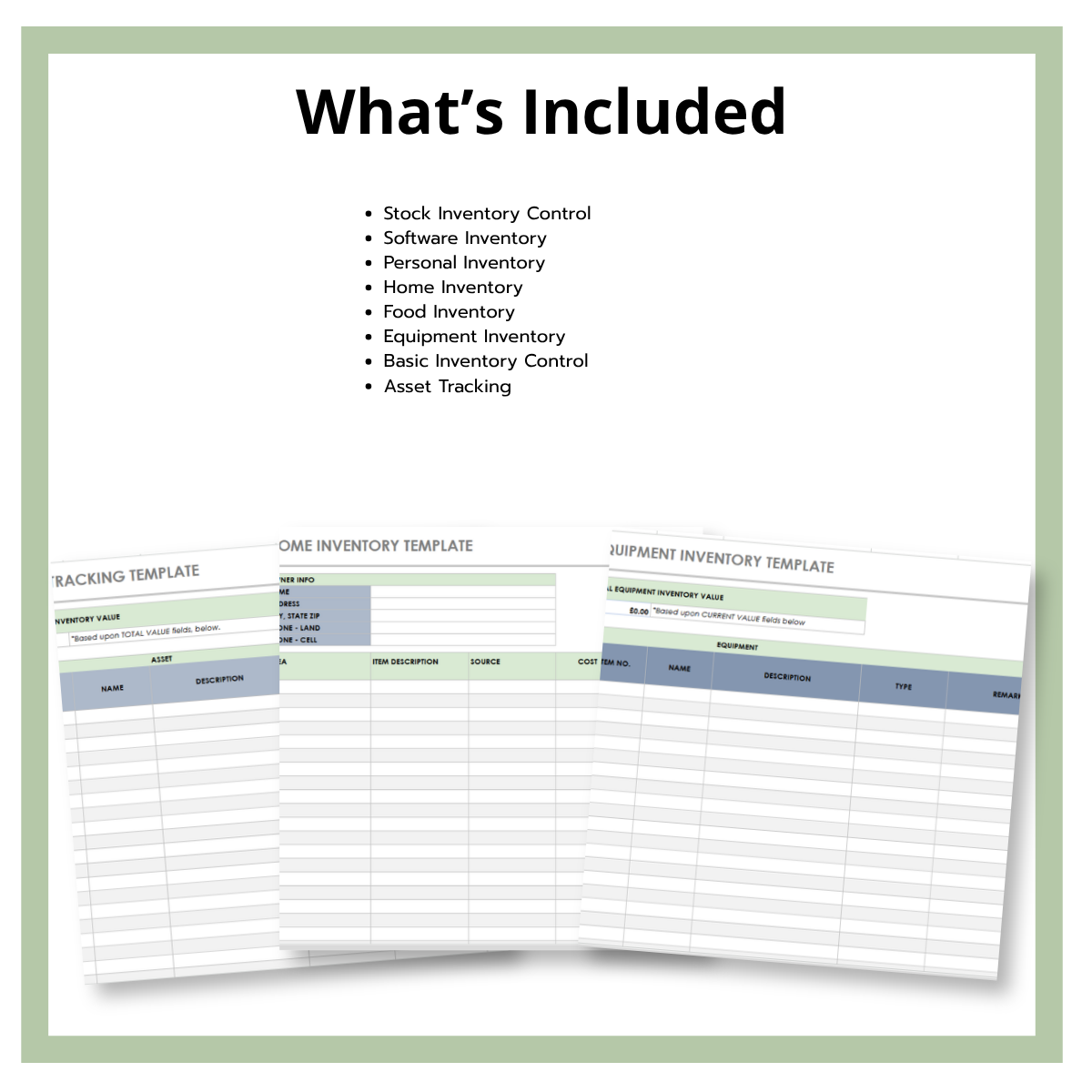 Inventory Spreadsheet Bundle