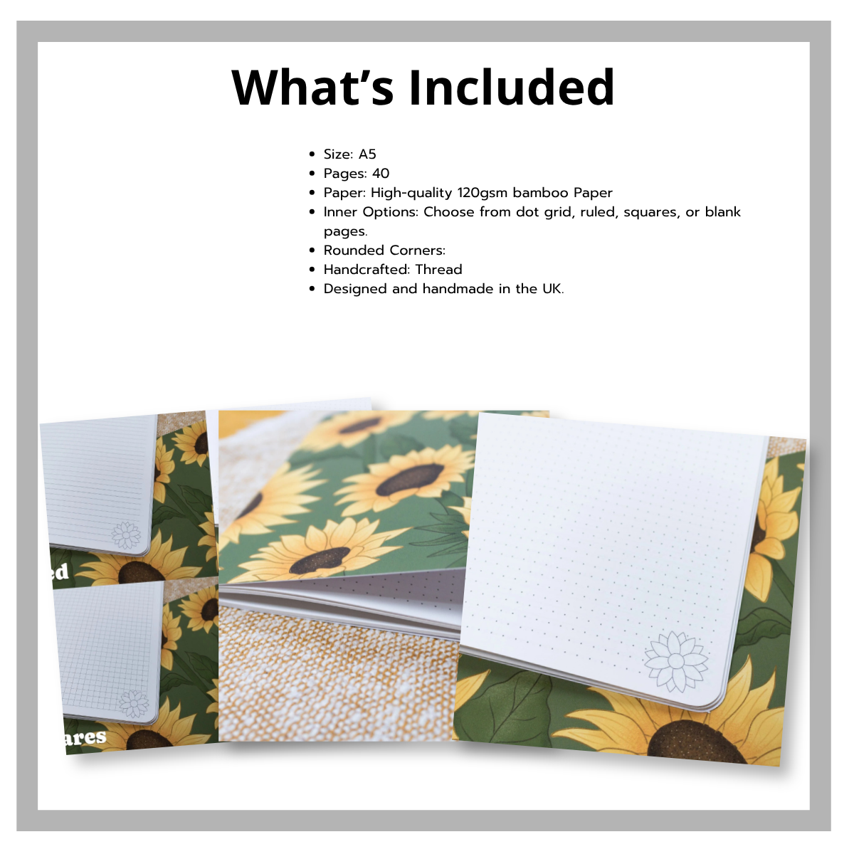 Sunflower A5 Handmade Notebook