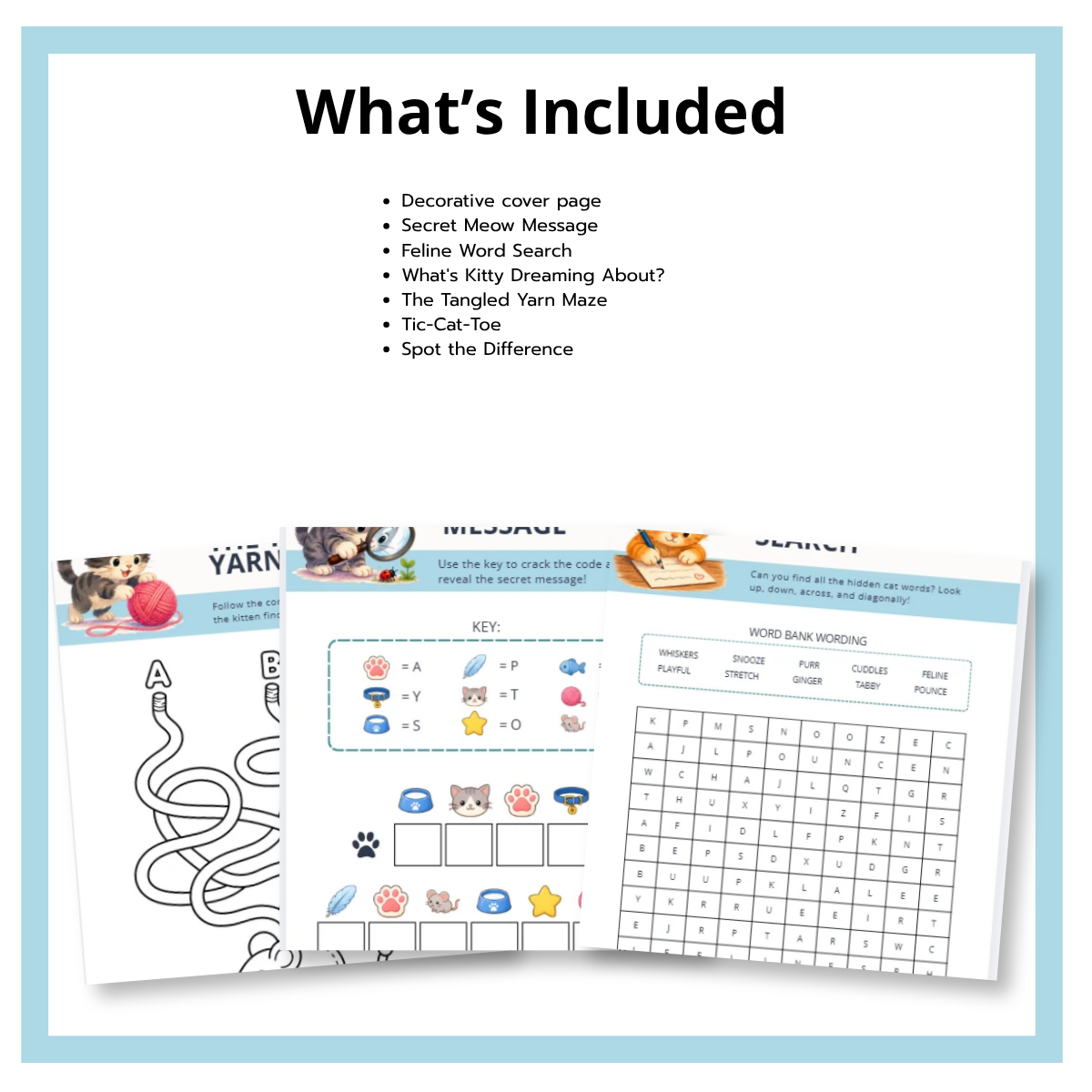 Cat-Themed Puzzle Pack for Kids