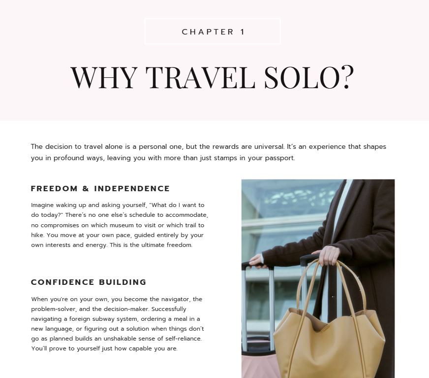 The Ultimate Guide for Solo Female Travellers | Digital Travel Ebook & Planner