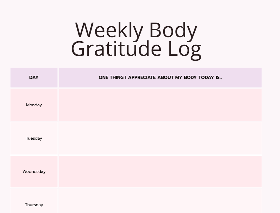 Body Kindness Journal | Printable Self-Compassion & Body Image Workbook
