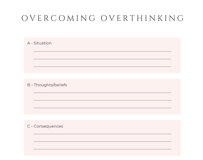 Overthinking Journal | Printable CBT-Inspired Thought Challenge Workbook & Self-Reflection PDF