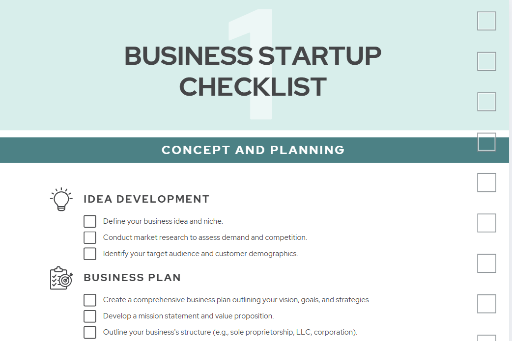 Business Start-Up Checklist | Printable Small Business Launch Planner & Entrepreneur Guide PDF