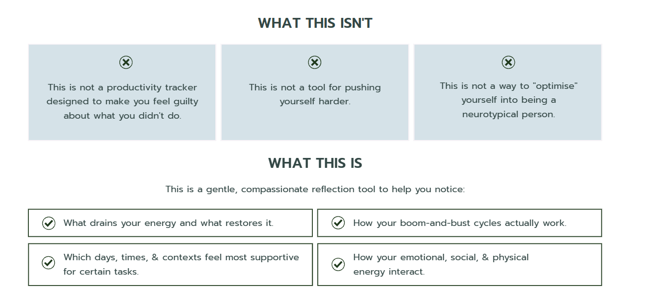 ADHD Energy Audit Planner | Weekly Energy Tracker & Self-Reflection Workbook | Printable PDF