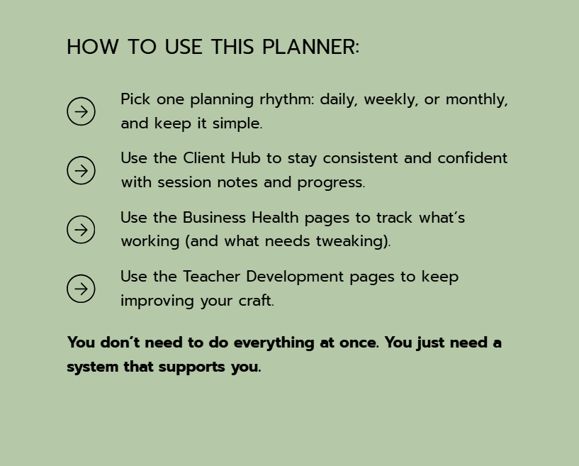 Pilates Instructor Planner | 81-Page Studio Business & Client Management Planner | Printable PDF