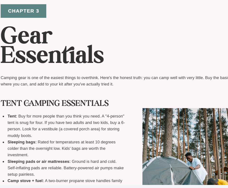 Family Camping Guide | Complete Beginner's Camping Planner & Checklist | Printable PDF