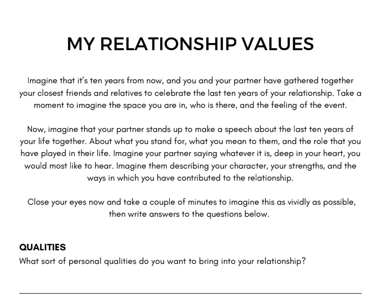 ACT for Couples Worksheet Bundle | Acceptance & Commitment Therapy Relationship Workbook | Printable PDF | 23 Pages