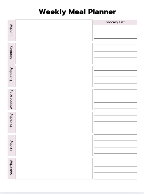 Printable Meal Planning Journal