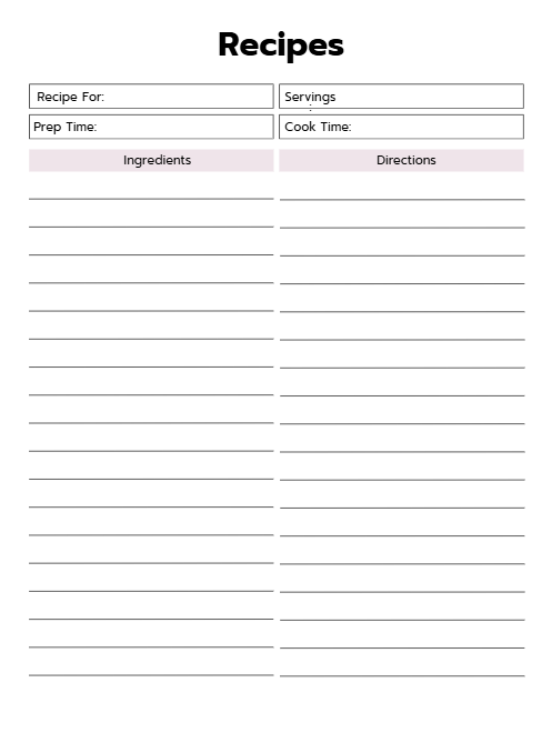 Printable Meal Planning Journal