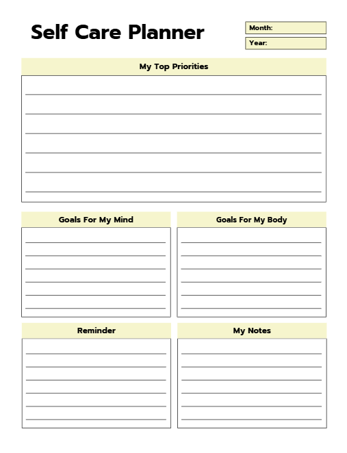 Mental Health & Self-Care Planner