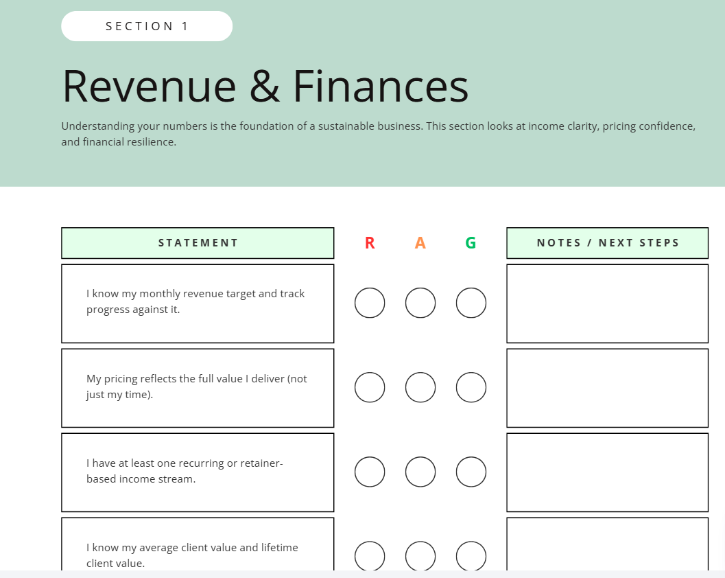 Business Health Audit Workbook