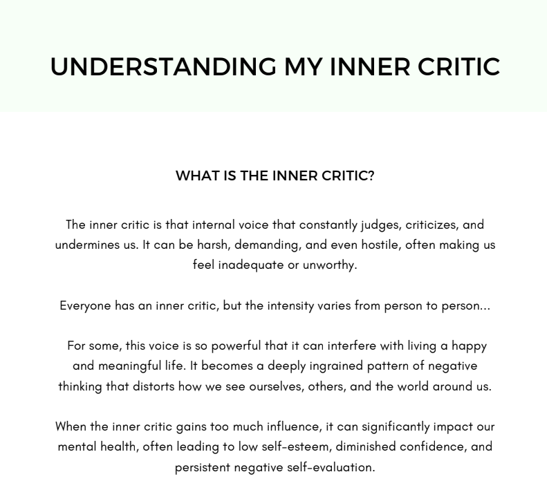 Inner Critic Therapy Worksheets