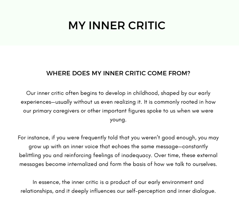Inner Critic Therapy Worksheets