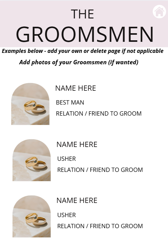 Wedding Itinerary for Guests