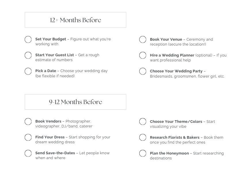 12-Month Wedding Checklist