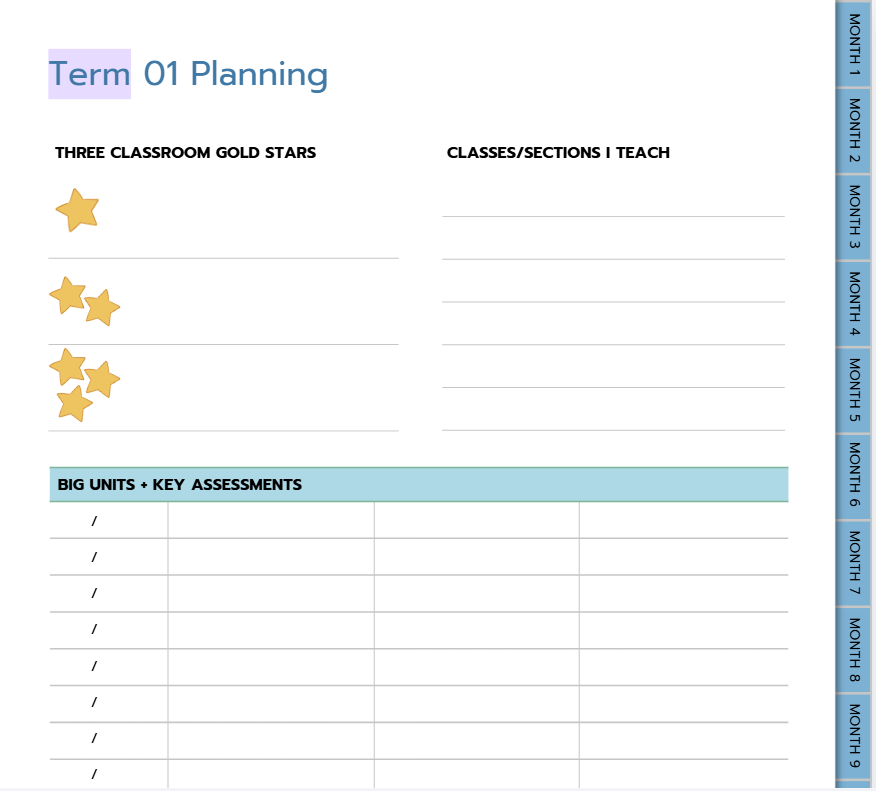 Undated Teacher Planner