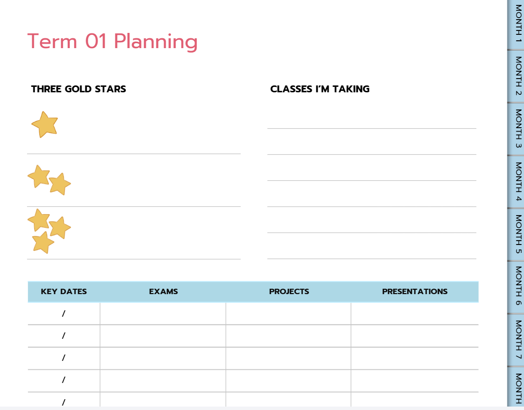 Undated Student Planner