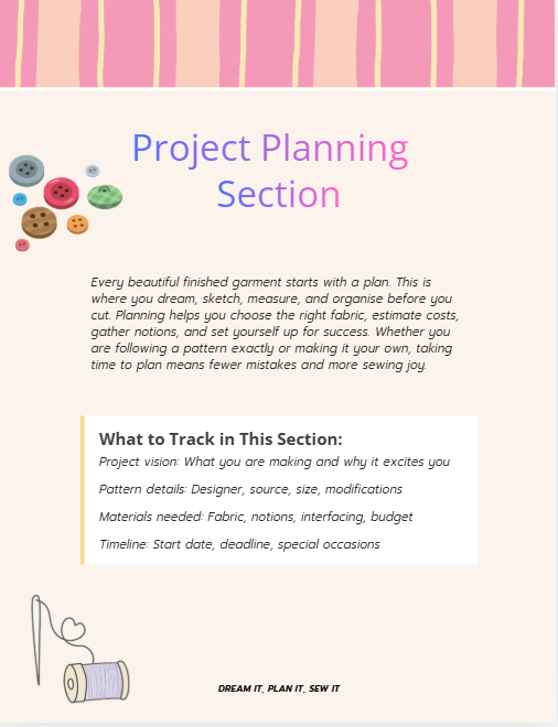 Sewing Journal | Project Planner