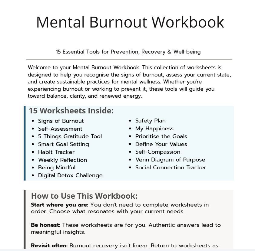 Mental Burnout Workbook