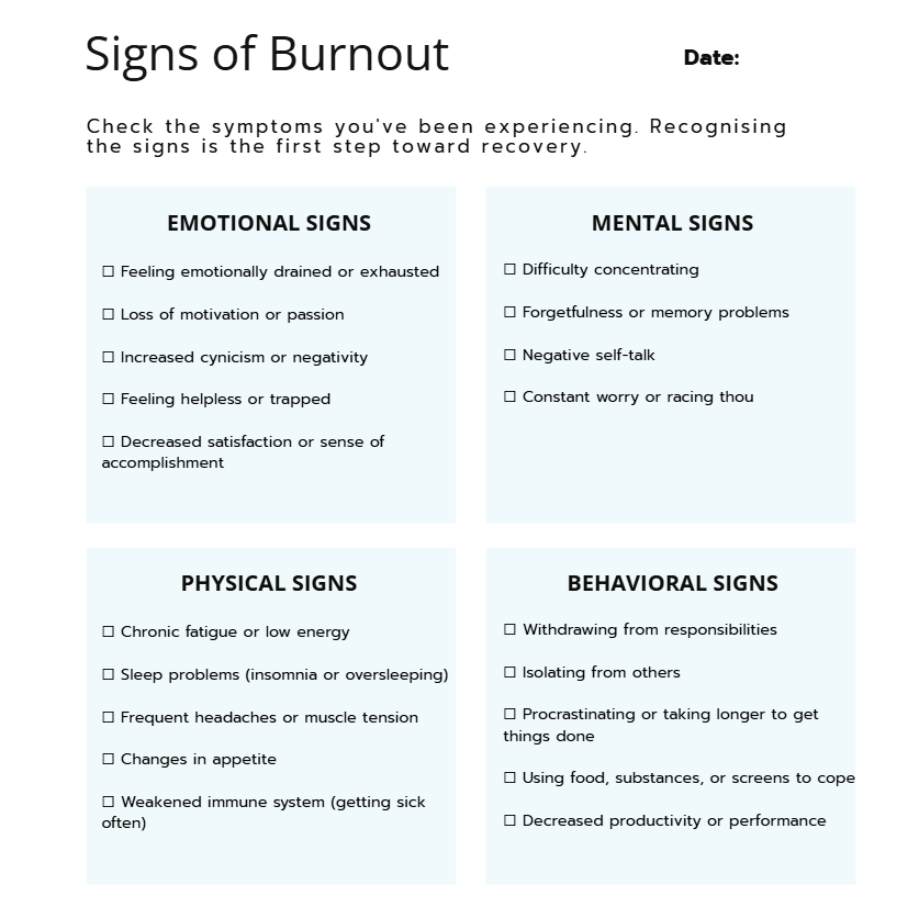 Mental Burnout Workbook