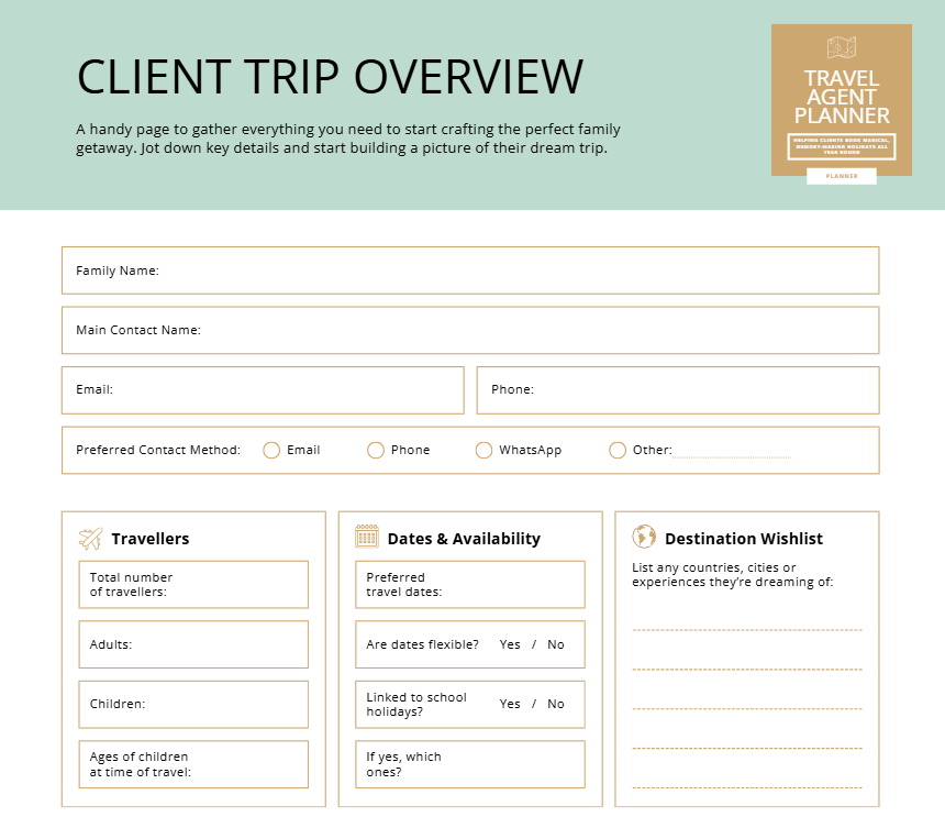 Travel Agent Planner & Organiser