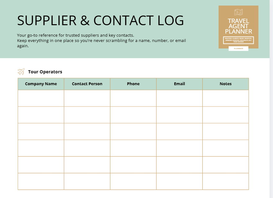 Travel Agent Planner & Organiser