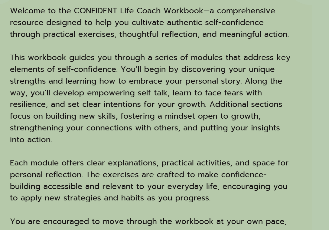 Confident Life Coach Workbook