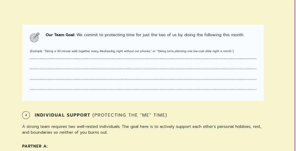 Couple's Therapy Goals Worksheet