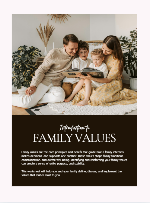 Printable Family Values Workbook
