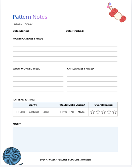 Knitting Journal | Project Planner