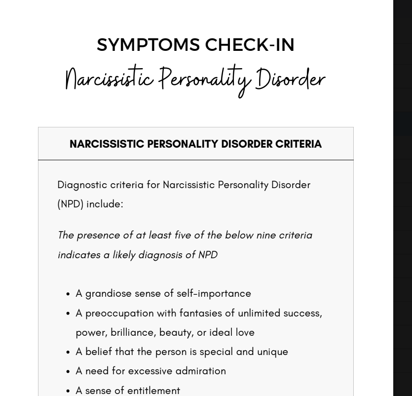 Narcissism Workbook